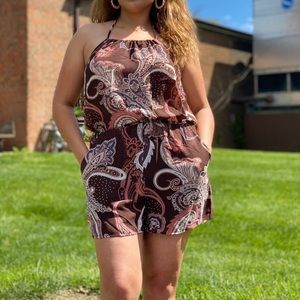Brown Paisley Romper